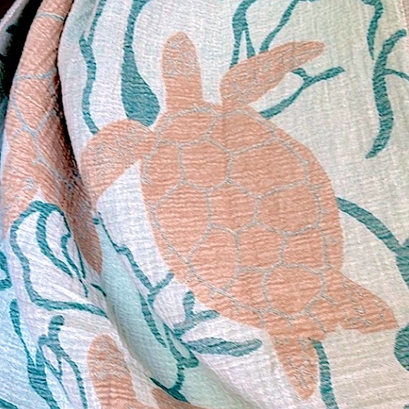 Adult Swaddle Quilted Gauze Buttery Soft Sea Turtles Organic Cotton Throw Towel - Picture 1 of 5